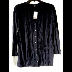 NWT black long sleeved button down blouse